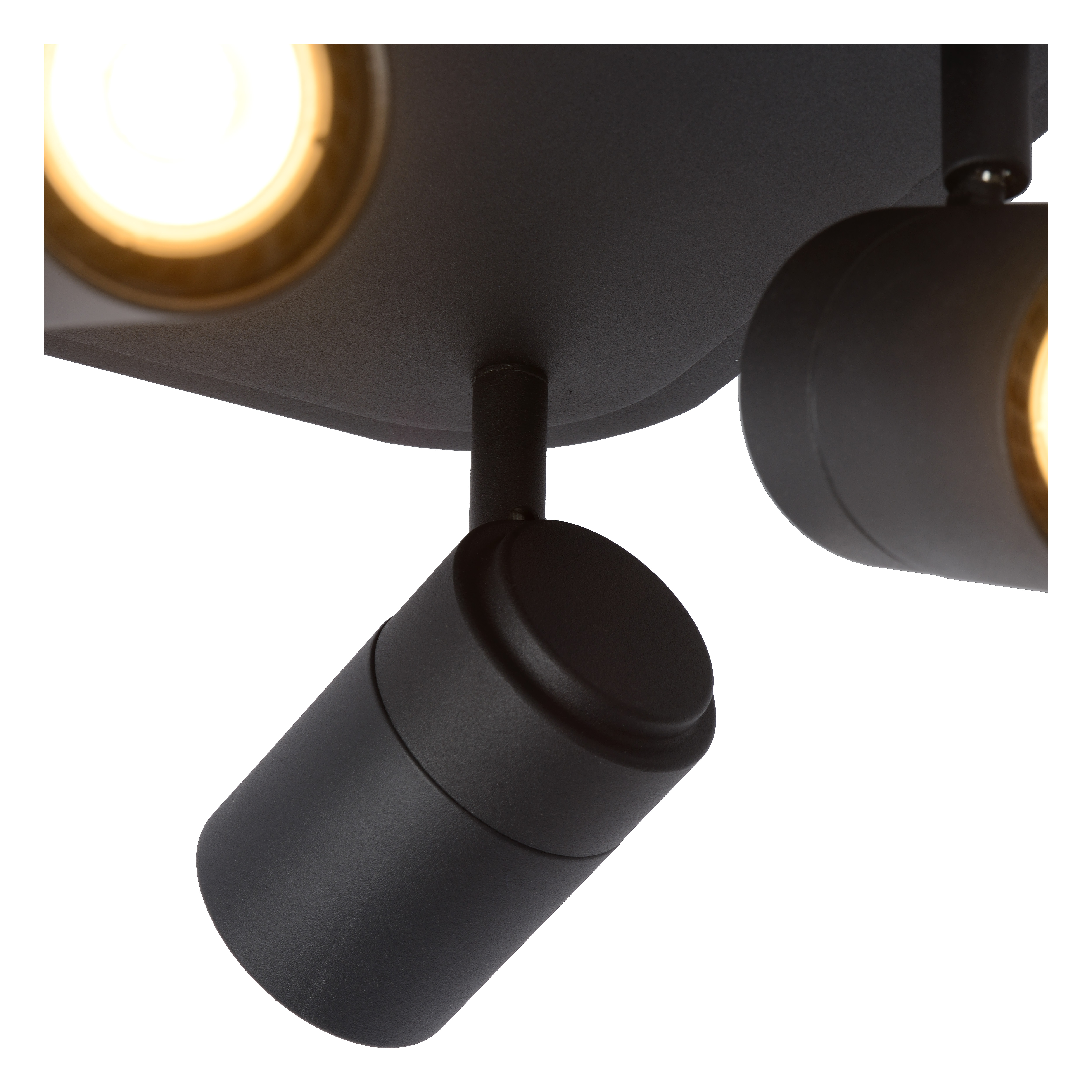 SANSHI 2 X LED 350° Swivel, Ceiling Light With 15 W Base Bulb 2 X GU10 5 W Spotlights, Modern Ceiling Spotlight, 3000 K, Warm White, Living Room, Black