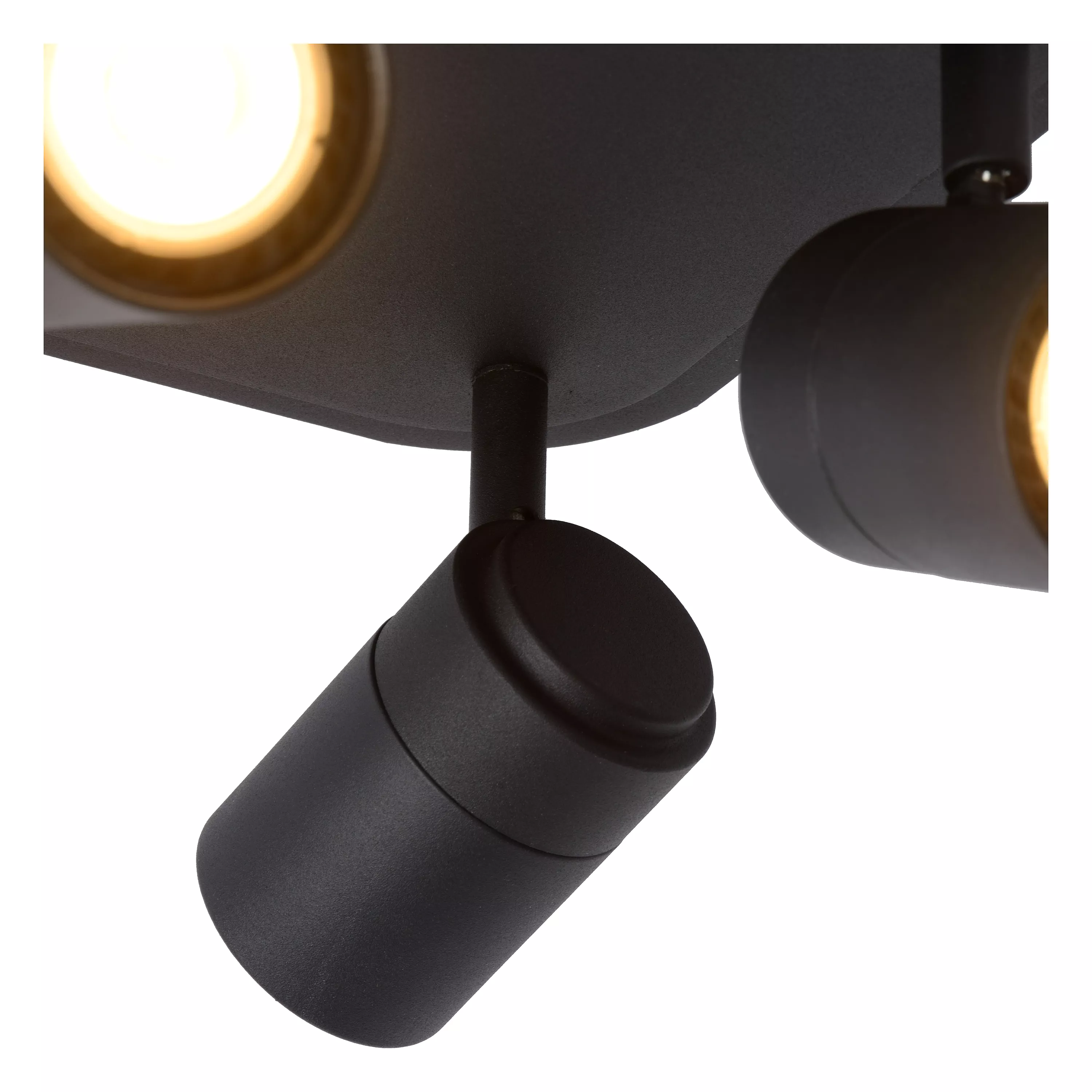 SANSHI 2 X LED 350° Swivel, Ceiling Light With 15 W Base Bulb 2 X GU10 5 W Spotlights, Modern Ceiling Spotlight, 3000 K, Warm White, Living Room, Black