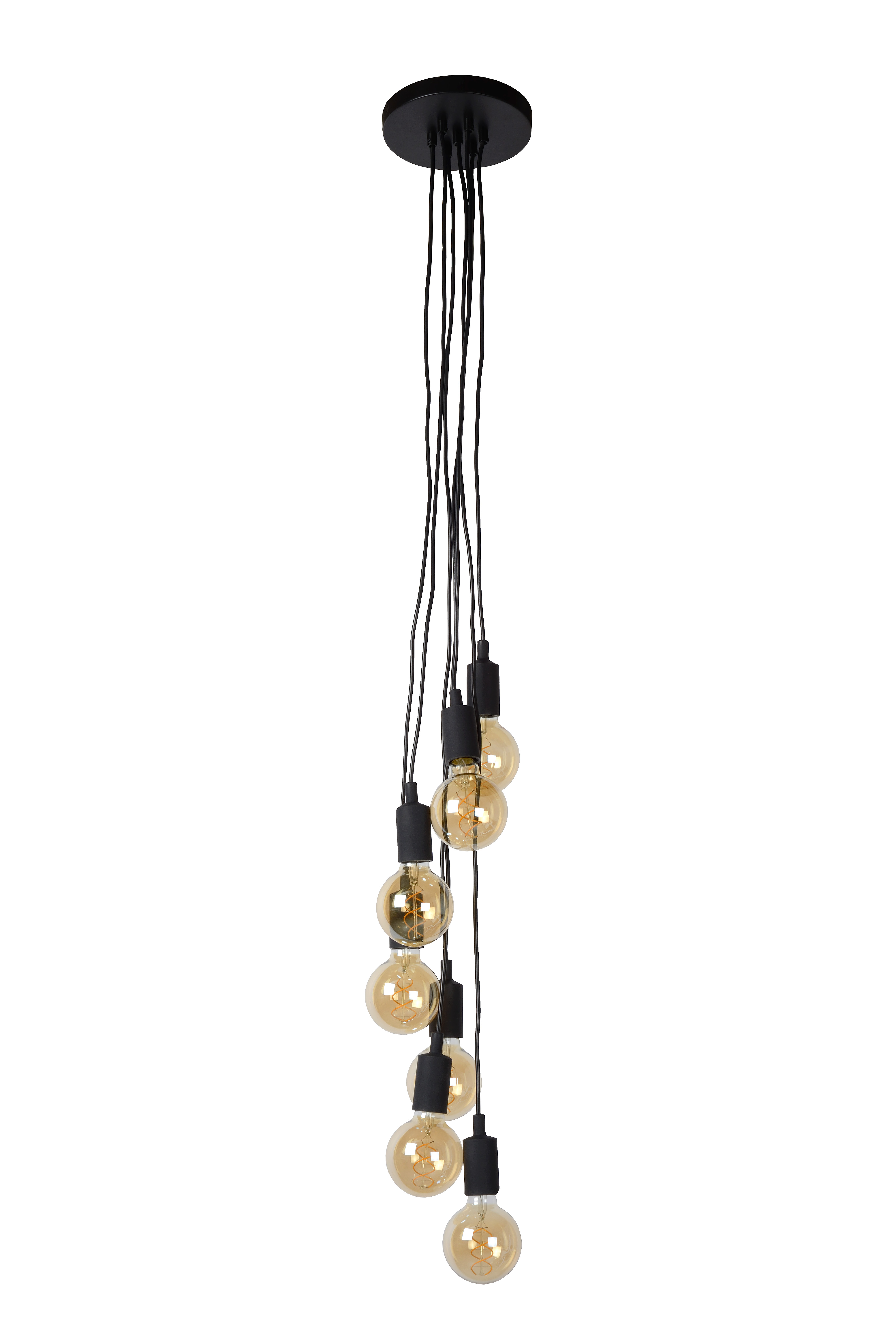 Lucide FIX - Lámpara colgante - 7xE27 - Negro