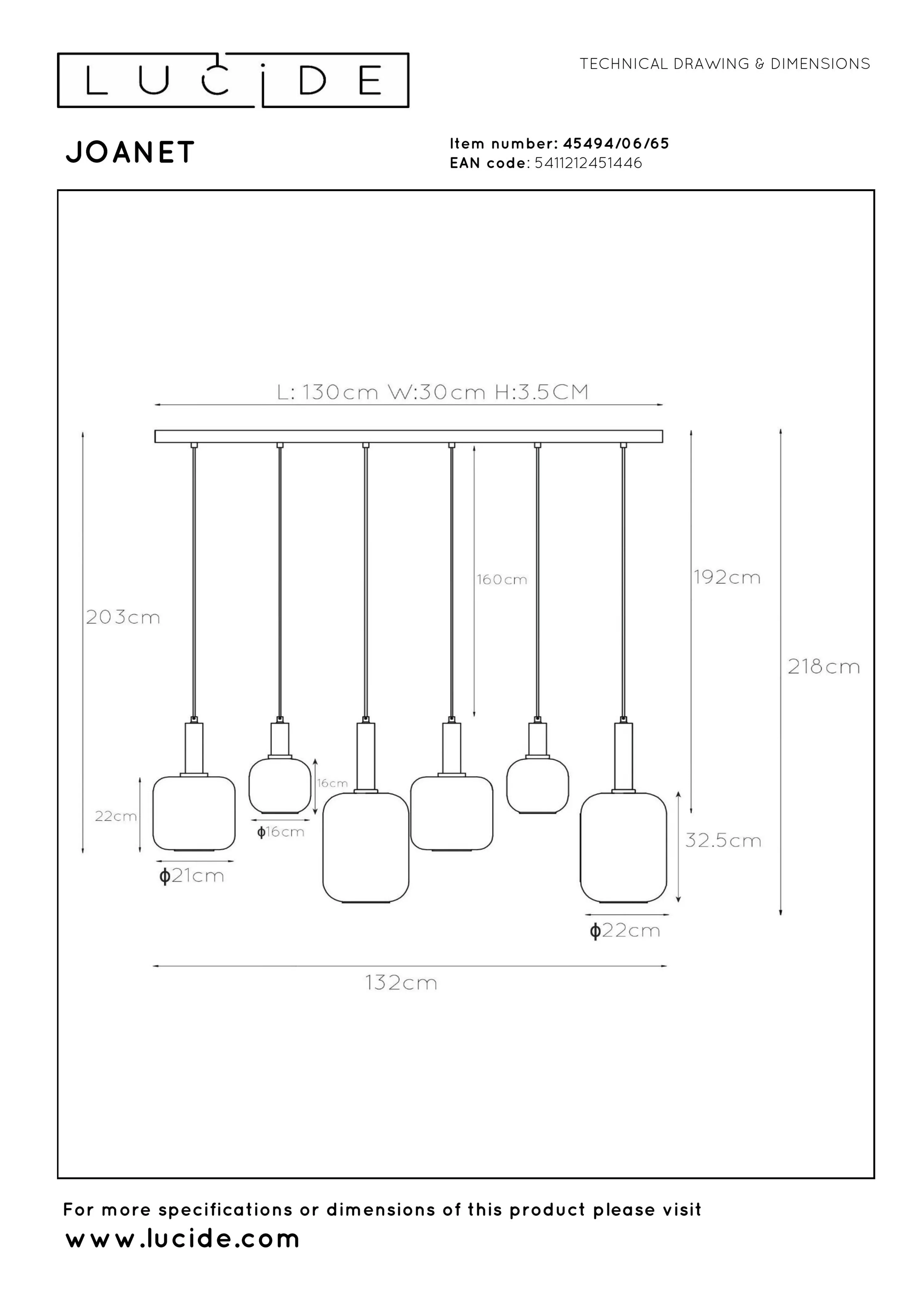 Lucide JOANET - Hanging lamp - 3xE27 - Fumé Lucide JOANET - Hanging lamp - 3xE27 - Fumé