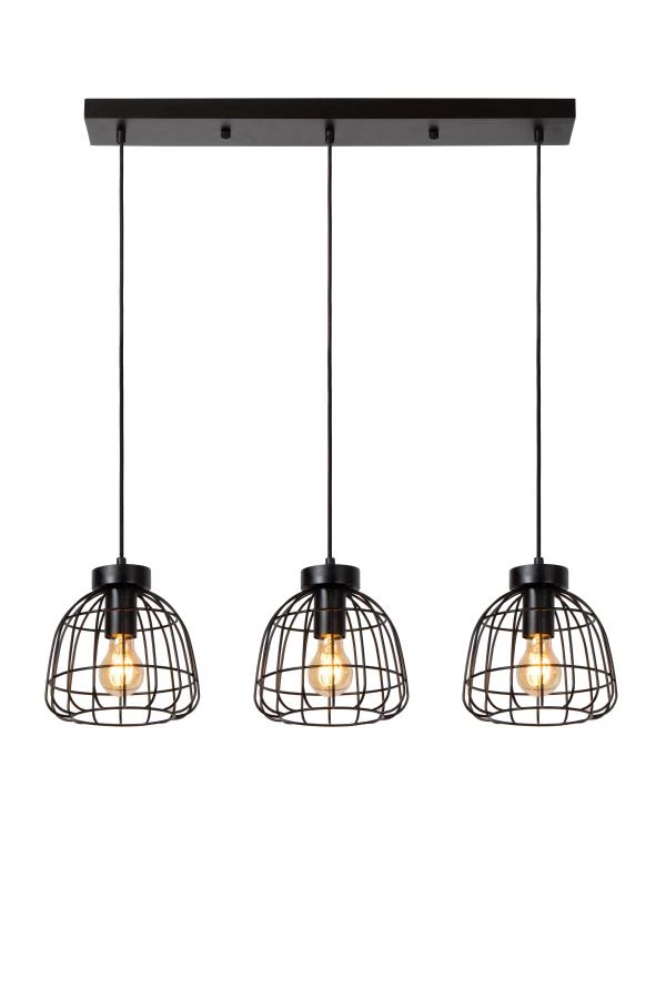 Lucide FILOX - Pendant light - 3xE27 - Black - on