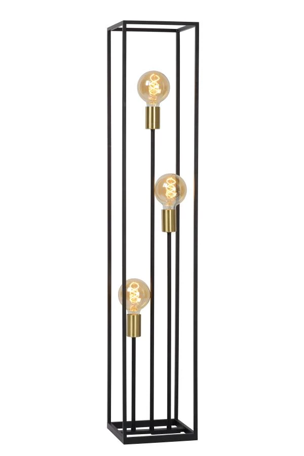 Lucide RUBEN - Floor lamp - 3xE27 - Black - on