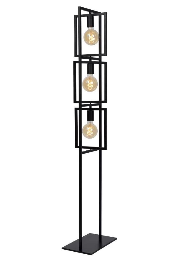 Lucide LUUK - Floor lamp - 3xE27 - Black - on