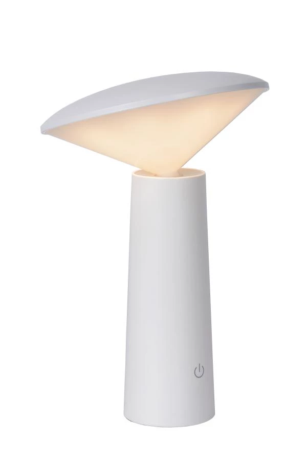 Lucide JIVE - Oplaadbare Tafellamp Buiten - Accu/Batterij - Ø 13,7 cm - LED Dimb. - 1x4W 6500K - IP44 - 3 StepDim - Wit - aan 1