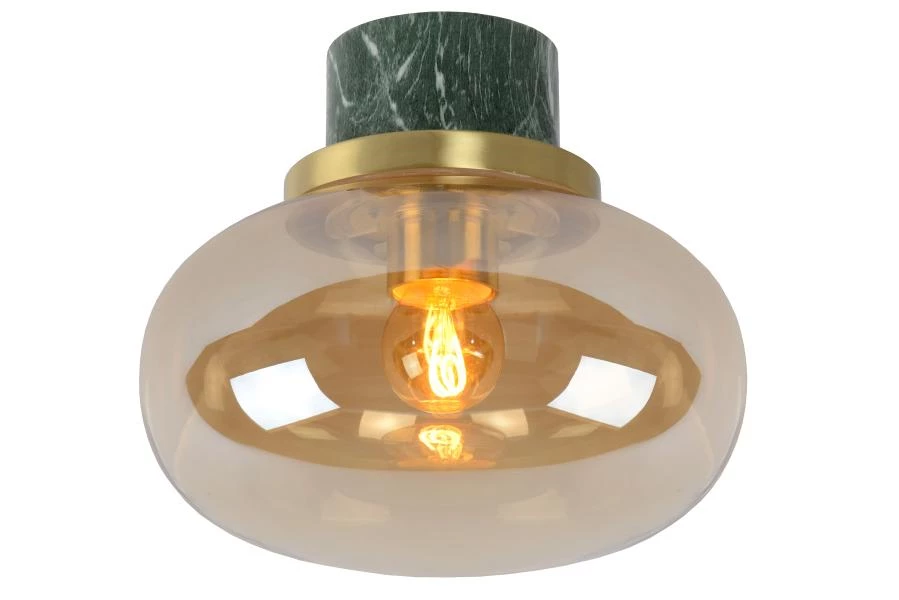 Lucide LORENA - Flush ceiling light Bathroom - Ø 23 cm - 1xE27 - IP44 - Amber - on 2