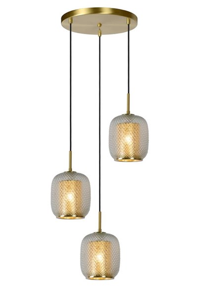 Lucide AGATHA - Pendant light - Ø 35 cm - 3xE27 - Matt Gold / Brass