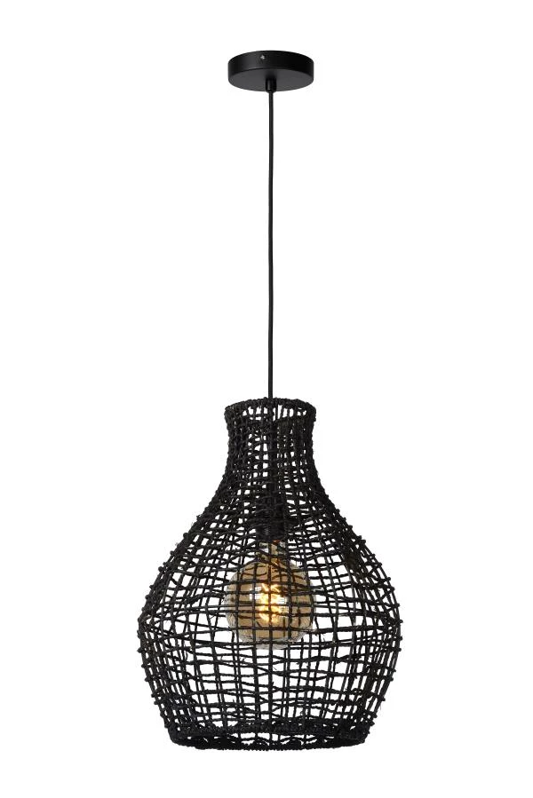 Lucide ALBAN - Hanglamp - Ø 35 cm - 1xE27 - Zwart - aan