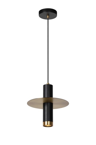 Lucide SELIN - Hanglamp Badkamer - Ø 25 cm - 1xGU10 - IP44 - Zwart