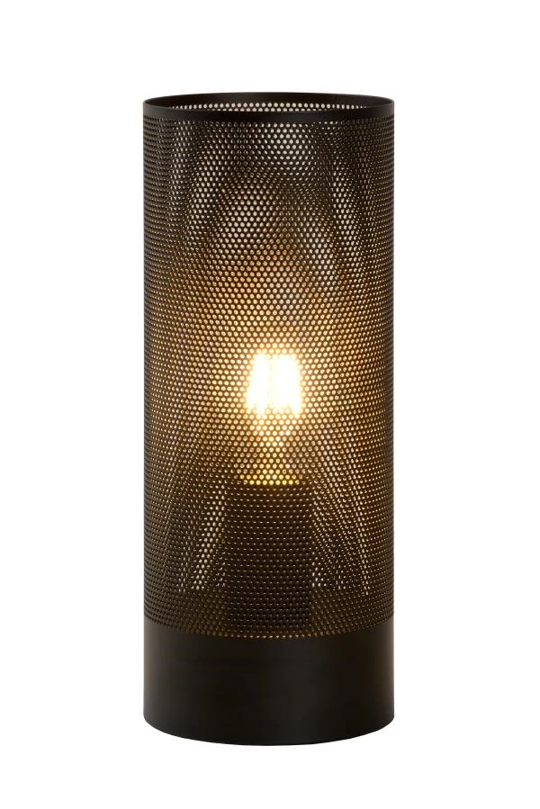 Lucide BELI - Lampe de table - Ø 12 cm - 1xE27 - Noir - allumé
