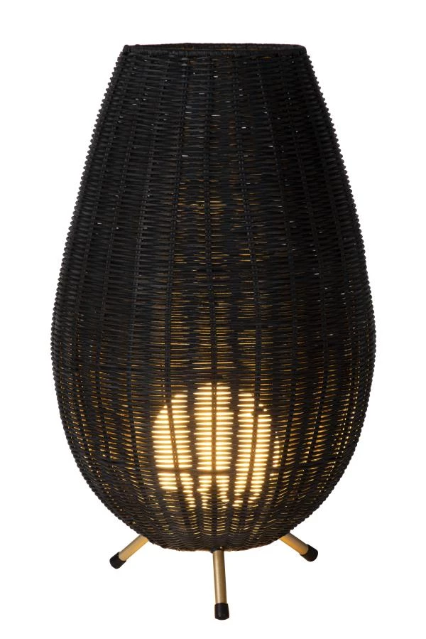 Lucide COLIN - Lampe de table - Ø 30 cm - 1xG9 - Noir - allumé