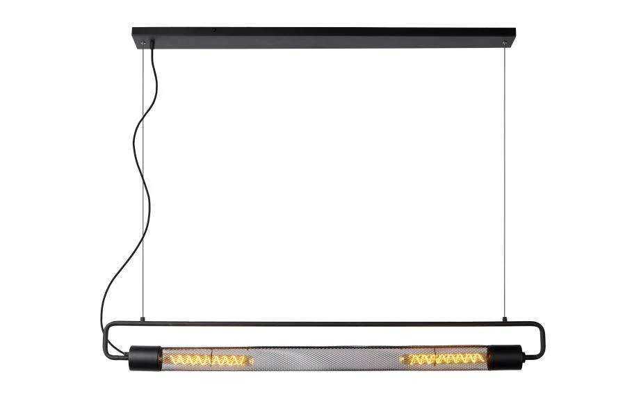 Lucide CALIXT - Hanglamp - 2xE27 - Zwart - aan