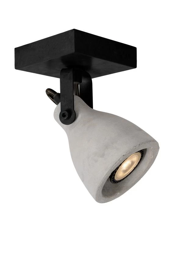 Lucide CONCRI-LED - Spot plafond - Ø 9 cm - LED Dim. - GU10 - 1x5W 3000K - Noir - allumé