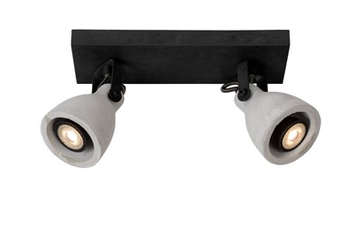 Lucide CONCRI-LED - Plafondspot - LED Dimb. - GU10 - 2x5W 3000K - Zwart