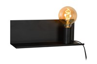 Lucide SEBO - Bedlamp / Wandlamp - 1xE27 - Zwart aan