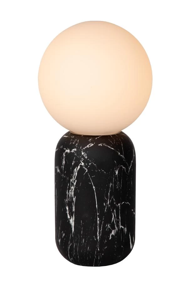 Lucide MARBOL - Lampe de table - Ø 15 cm - 1xE27 - Noir - allumé