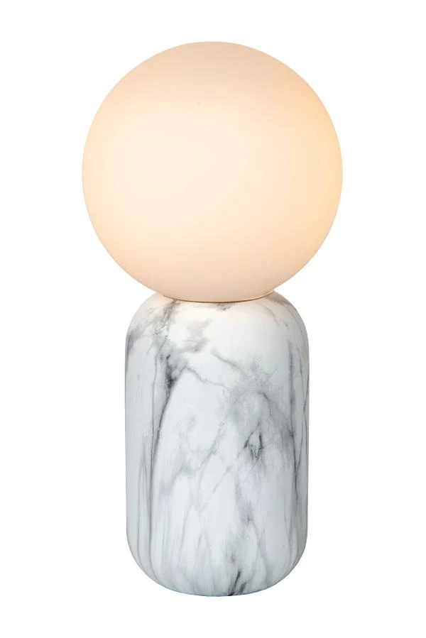 Lucide MARBOL - Lampe de table - Ø 15 cm - 1xE27 - Blanc - allumé 1