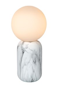 Lucide MARBOL - Lampe de table - Ø 15 cm - 1xE27 - Blanc allumé 1