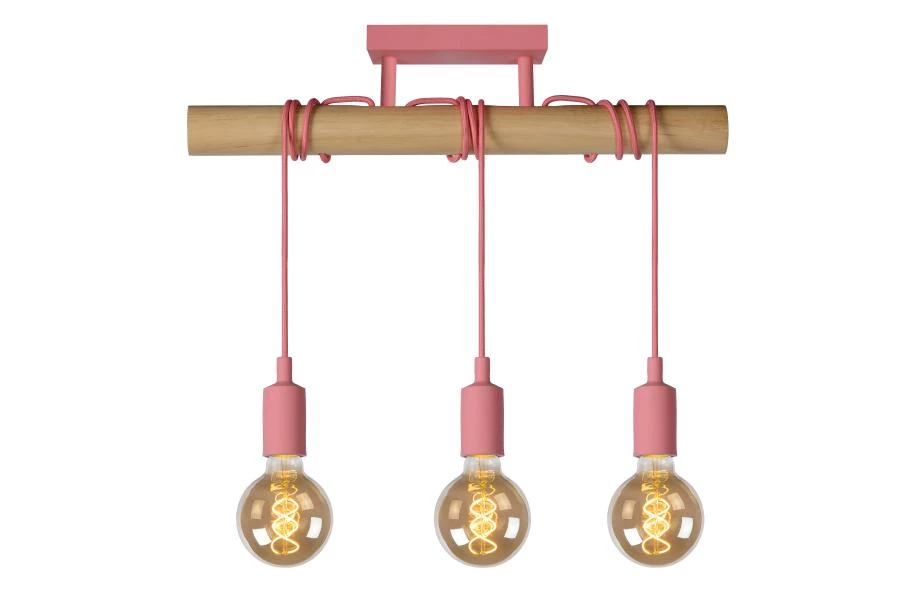 Lucide POLA - Plafonnière Kinderkamer - 3xE27 - Roze - aan 6