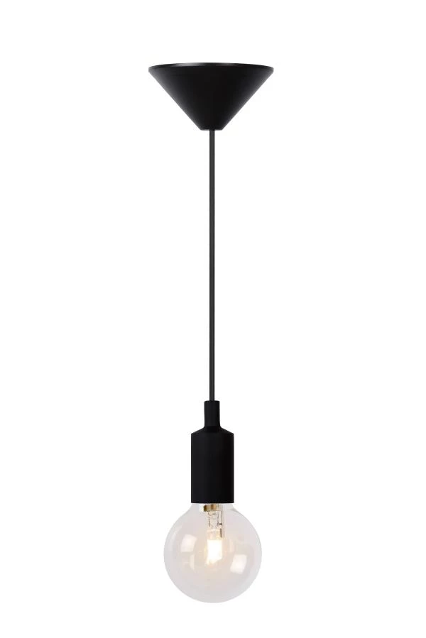 Lucide FIX - Hanglamp - Ø 10 cm - 1xE27 - Zwart - aan