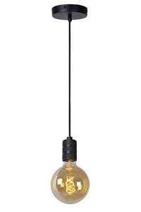 Lucide JOVA - Hanglamp - Ø 12 cm - 1xE27 - Zwart aan