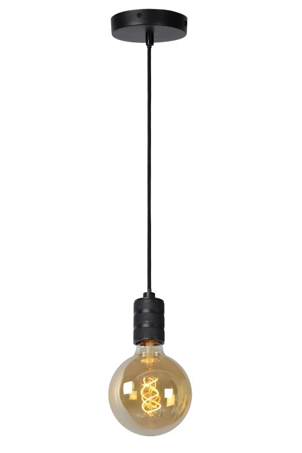 Lucide JOVA - Hanglamp - Ø 4,6 cm - 1xE27 - Zwart - aan