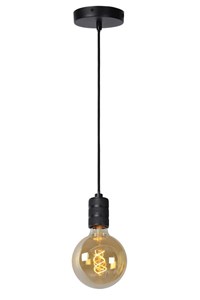 Lucide JOVA - Hanglamp - Ø 4,6 cm - 1xE27 - Zwart aan