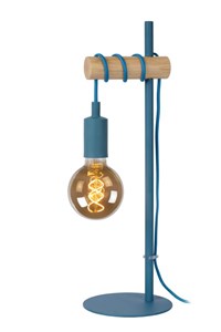 Lucide POLA - Tischlampe Kinderzimmer - Ø 15 cm - 1xE27 - Blau EINgeschaltet 5