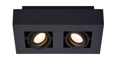 Lucide XIRAX - Plafondspot - LED Dim to warm - GU10 - 2x5W 2200K/3000K - Zwart