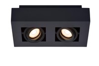 Lucide XIRAX - Spot plafond - LED Dim to warm - GU10 - 2x5W 2200K/3000K - Noir allumé