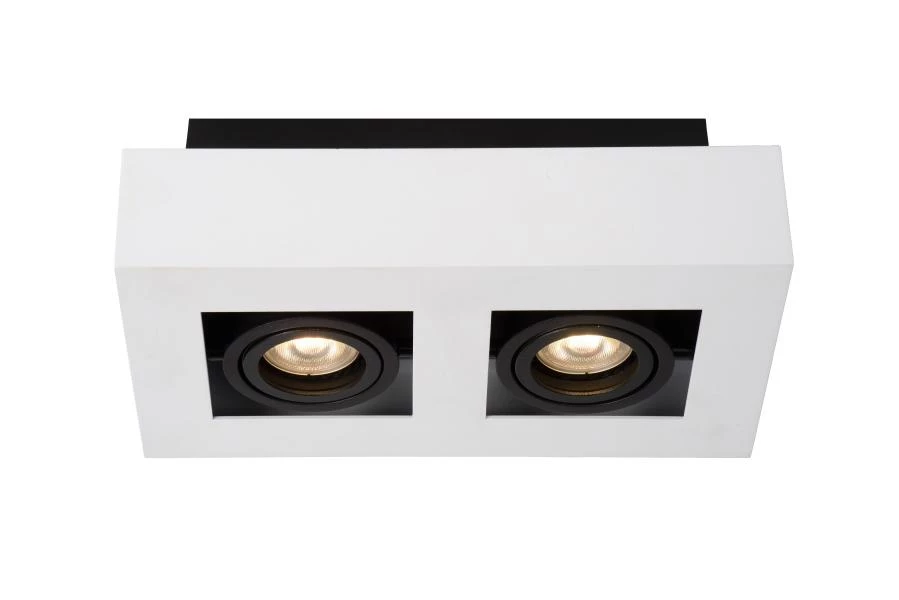 Lucide XIRAX - Plafondspot - LED Dim to warm - GU10 - 2x5W 2200K/3000K - Wit - aan 1