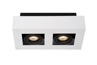 Lucide XIRAX - Spot plafond - LED Dim to warm - GU10 - 2x5W 2200K/3000K - Blanc allumé 1