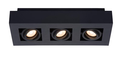 Lucide XIRAX - Spot plafond - LED Dim to warm - GU10 - 3x5W 2200K/3000K - Noir