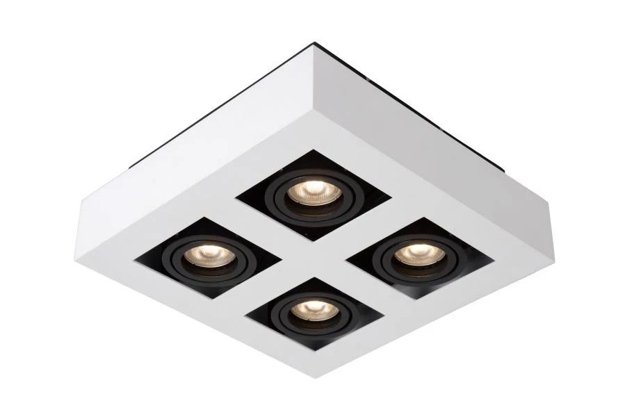 Lucide XIRAX - Plafondspot - LED Dim to warm - GU10 - 4x5W 2200K/3000K - Wit - aan 1