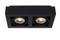 Lucide ZEFIX - Plafondspot - LED Dim to warm - GU10 - 2x12W 2200K/3000K - Zwart aan