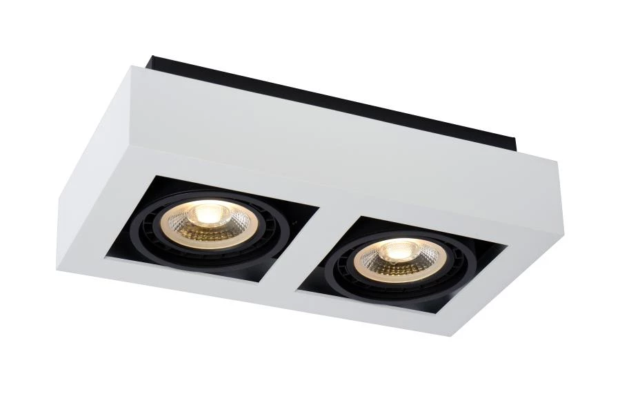 Lucide ZEFIX - Spot plafond - LED Dim to warm - GU10 - 2x12W 2200K/3000K - Blanc - allumé 1