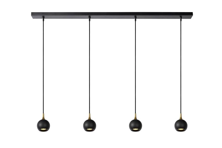 Lucide FAVORI - Hanglamp - 4xGU10 - Zwart - aan