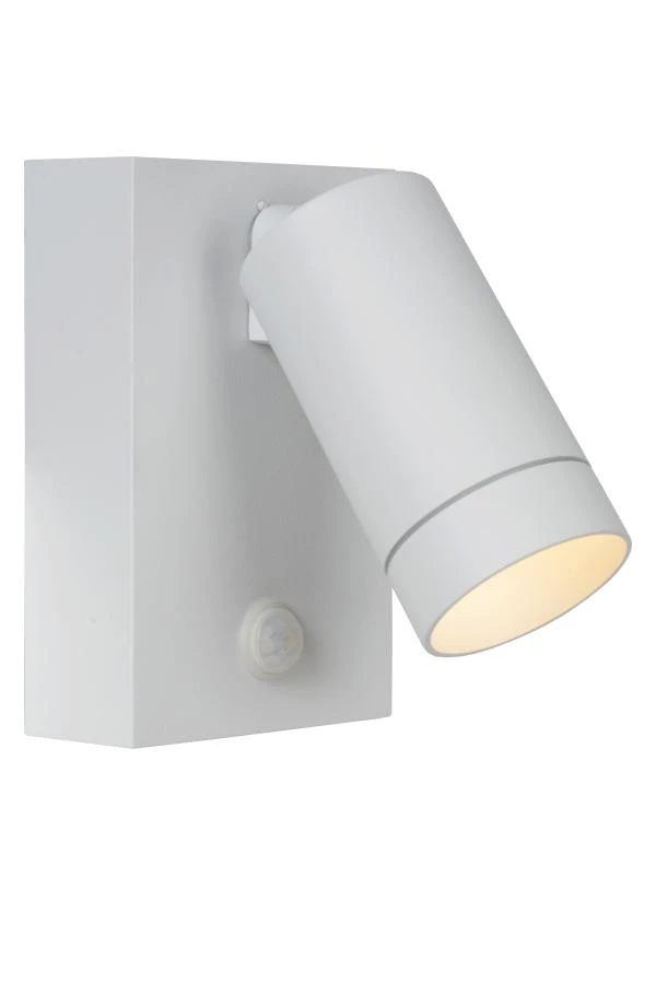 Lucide TAYLOR - Wandspot / Wandlamp Binnen/Buiten - 1xGU10 - IP54 - Bewegingssensor - Wit - aan 1