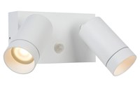 Lucide TAYLOR - Wandspot / Wandlamp Binnen/Buiten - 2xGU10 - IP54 - Bewegingssensor - Wit aan 1