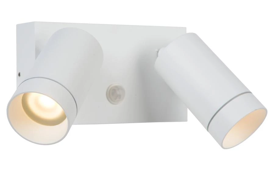 Lucide TAYLOR - Wandspot / Wandlamp Binnen/Buiten - 2xGU10 - IP54 - Bewegingssensor - Wit - aan 1