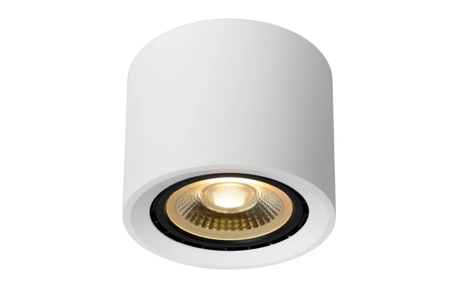 Lucide FEDLER - Plafondspot - Ø 12 cm - LED Dim to warm - GU10 - 1x12W 2200K/3000K - Wit - aan 1