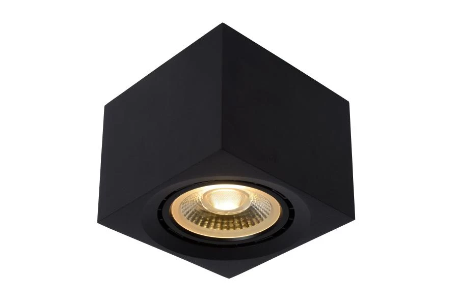 Lucide FEDLER - Spot plafond - LED Dim to warm - GU10 - 1x12W 2200K/3000K - Noir - allumé