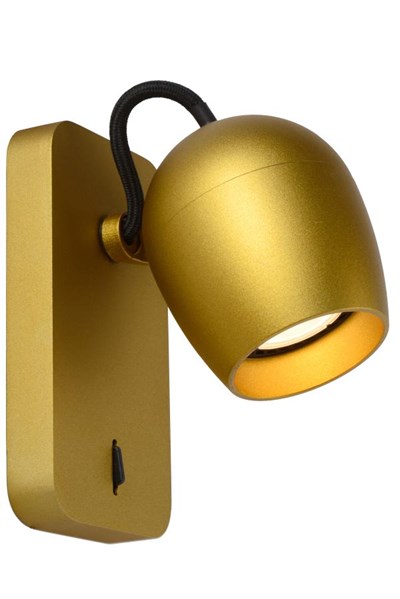 Lucide PRESTON - Wandspot - LED Dim to warm - GU10 - 1x5W 2200K/3000K - Mat Goud / Messing