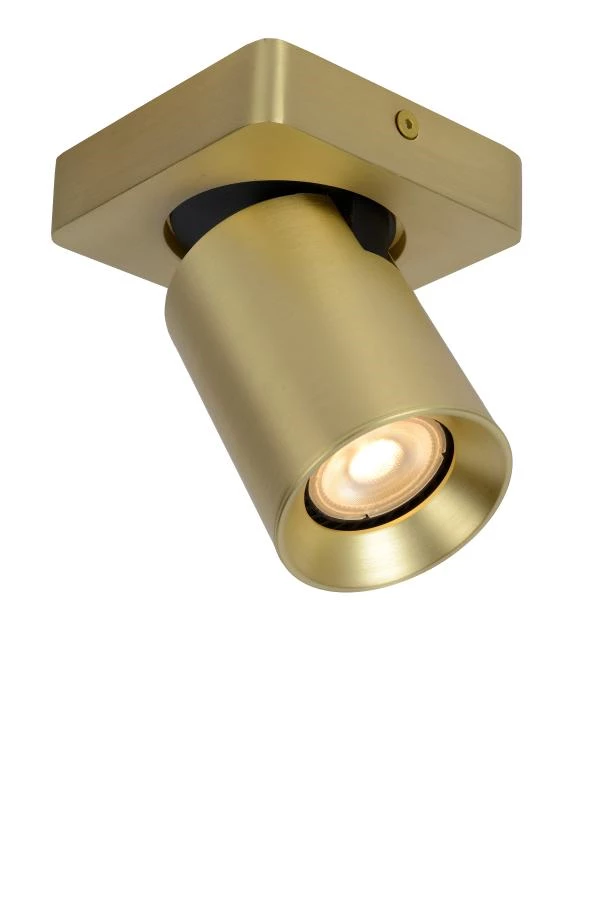 Lucide NIGEL - Spot plafond - LED Dim to warm - GU10 - 1x5W 2200K/3000K - Or Mat / Laiton - allumé 2