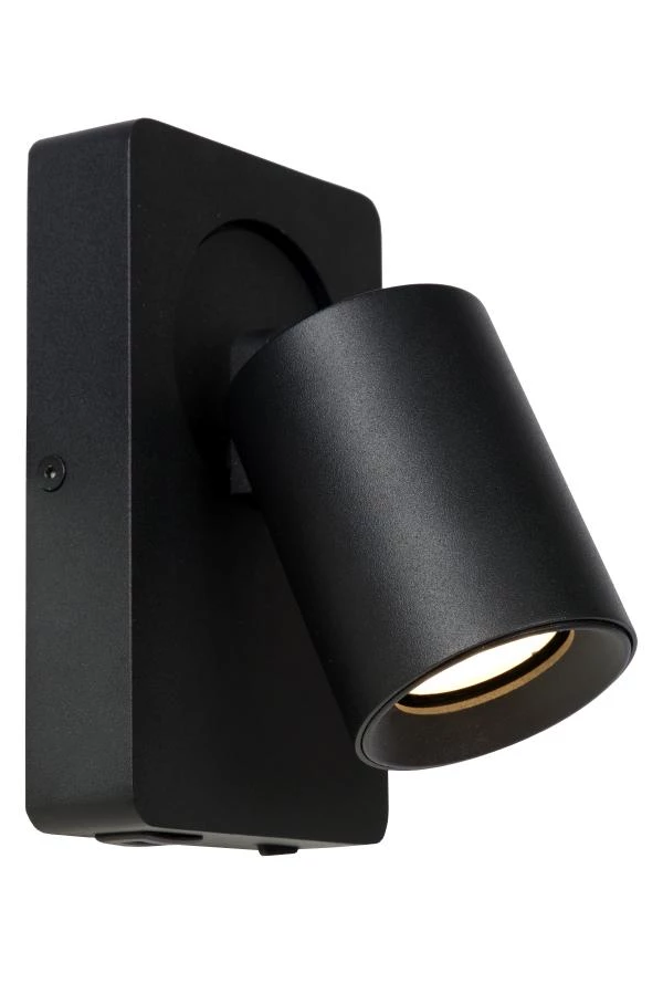 Lucide NIGEL - Lámpara de cabecera / Lámpara de pared - LED Regul. - GU10 - 1x5W 2200K/3000K - Con punto de carga USB - Negro - AAN