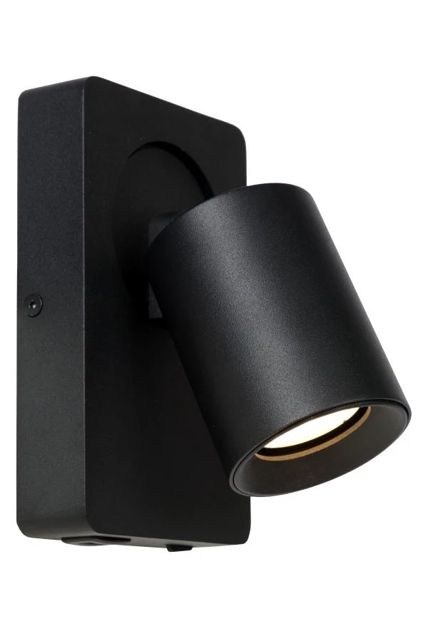 Lucide NIGEL - Wall spotlight - LED Dim. - GU10 - 1x5W 2200K/3000K - With USB charging point - Black - on