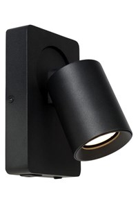 Lucide NIGEL - Wall spotlight - LED Dim. - GU10 - 1x5W 2200K/3000K - With USB charging point - Black on