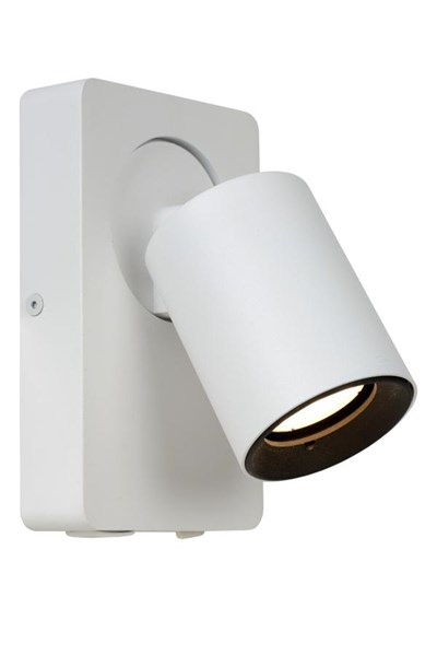 Lucide NIGEL - Bedlamp / Wandlamp - LED Dimb. - GU10 - 1x5W 2200K/3000K - Met USB oplaadpunt - Wit