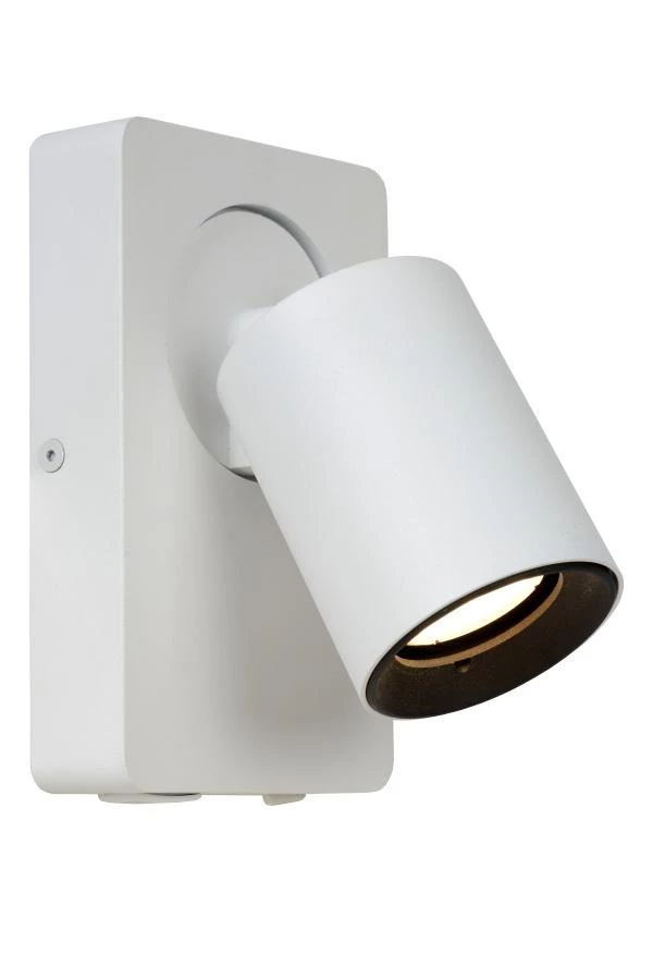 Lucide NIGEL - Bedlamp - LED Dimb. - GU10 - 1x5W 2200K/3000K - Met USB oplaadpunt - Wit - aan 1