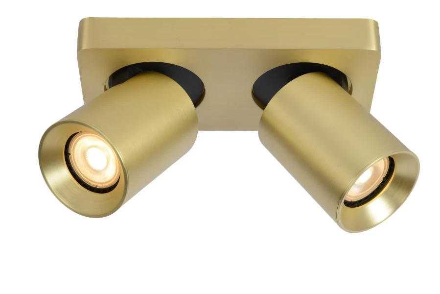 Lucide NIGEL - Ceiling spotlight - LED Dim to warm - GU10 - 2x5W 2200K/3000K - Matt Gold / Brass - on 2