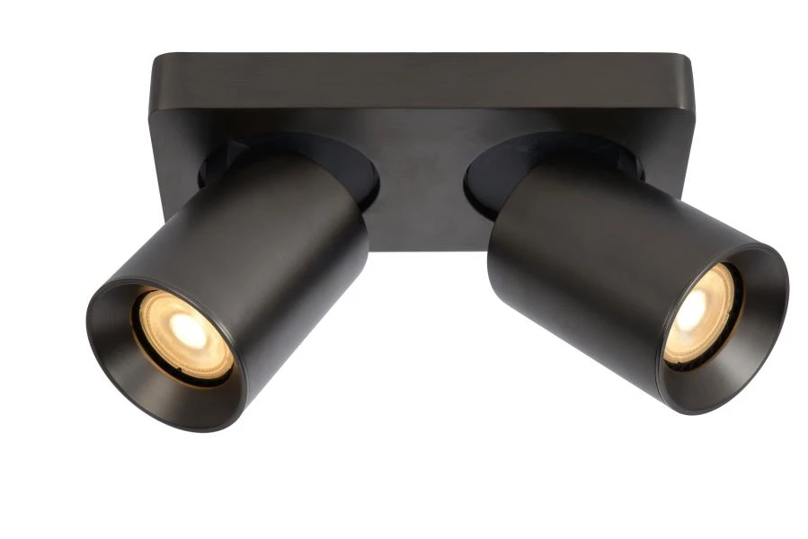 Lucide NIGEL - Plafondspot - LED Dim to warm - GU10 - 2x5W 2200K/3000K - Zwart Staal - aan 6